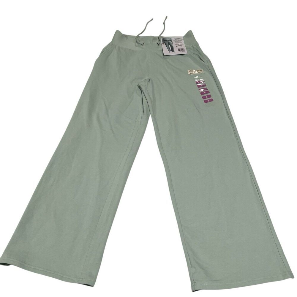 NWT Earth‎ Yoga Sweatpants Women's Small Mint Green French Terry Open Leg Lounge